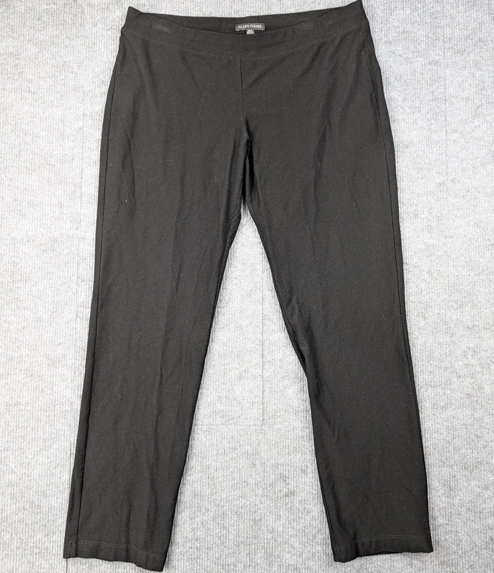 Eileen Fisher Pull On Pants Womens Small Black Quiet Luxury Lagenlook Minimal